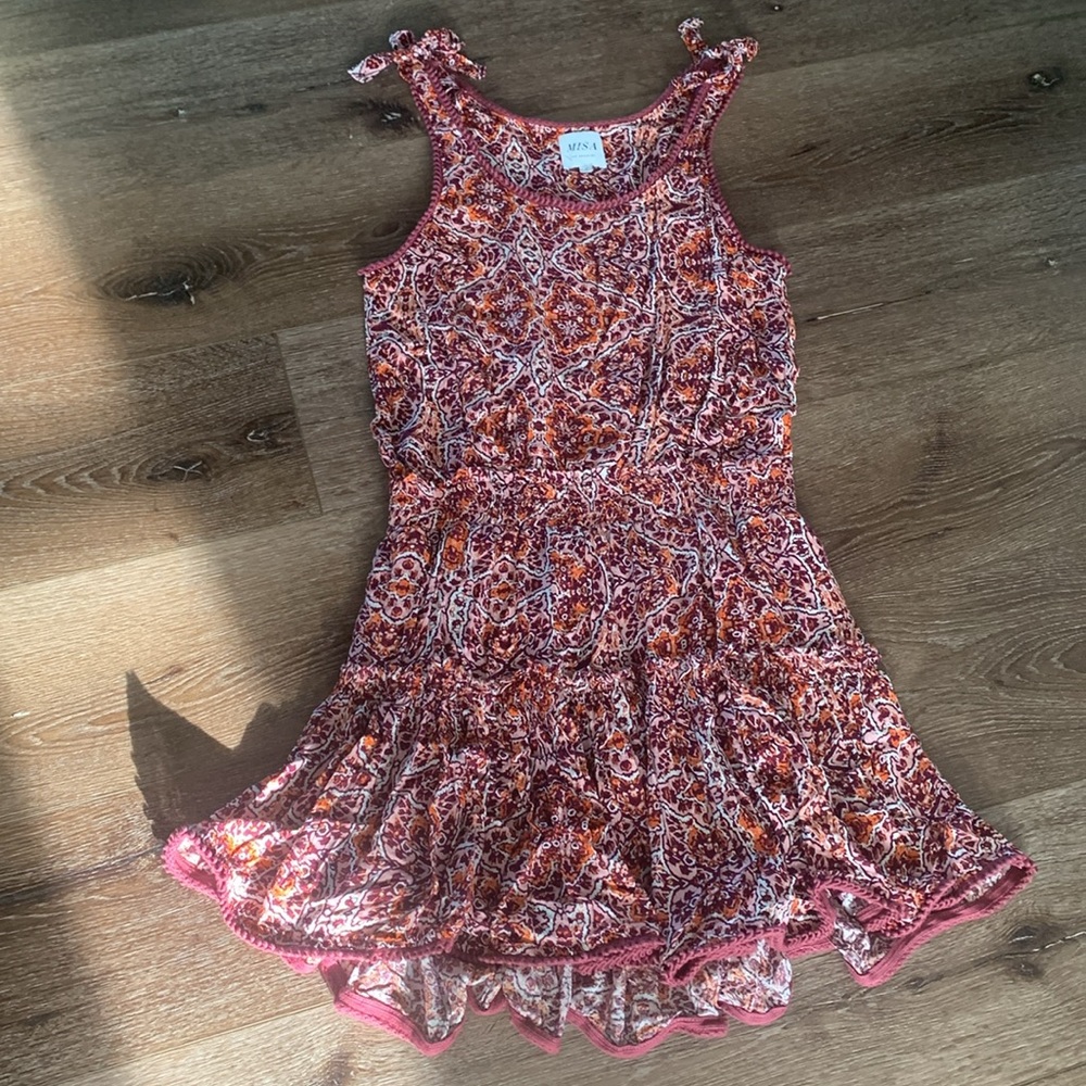 MISA Los Angeles Paisley Mini Tie Tanks Dress. Boho style dress size small
